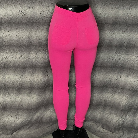 Vibrant Pink High-Waisted Jeggins - Picture 3 of 4